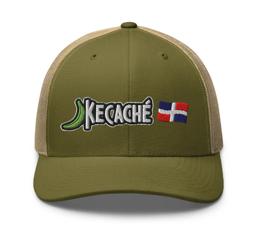 KeCaché | Dominican Trucker Hat – Olive Green & Beige