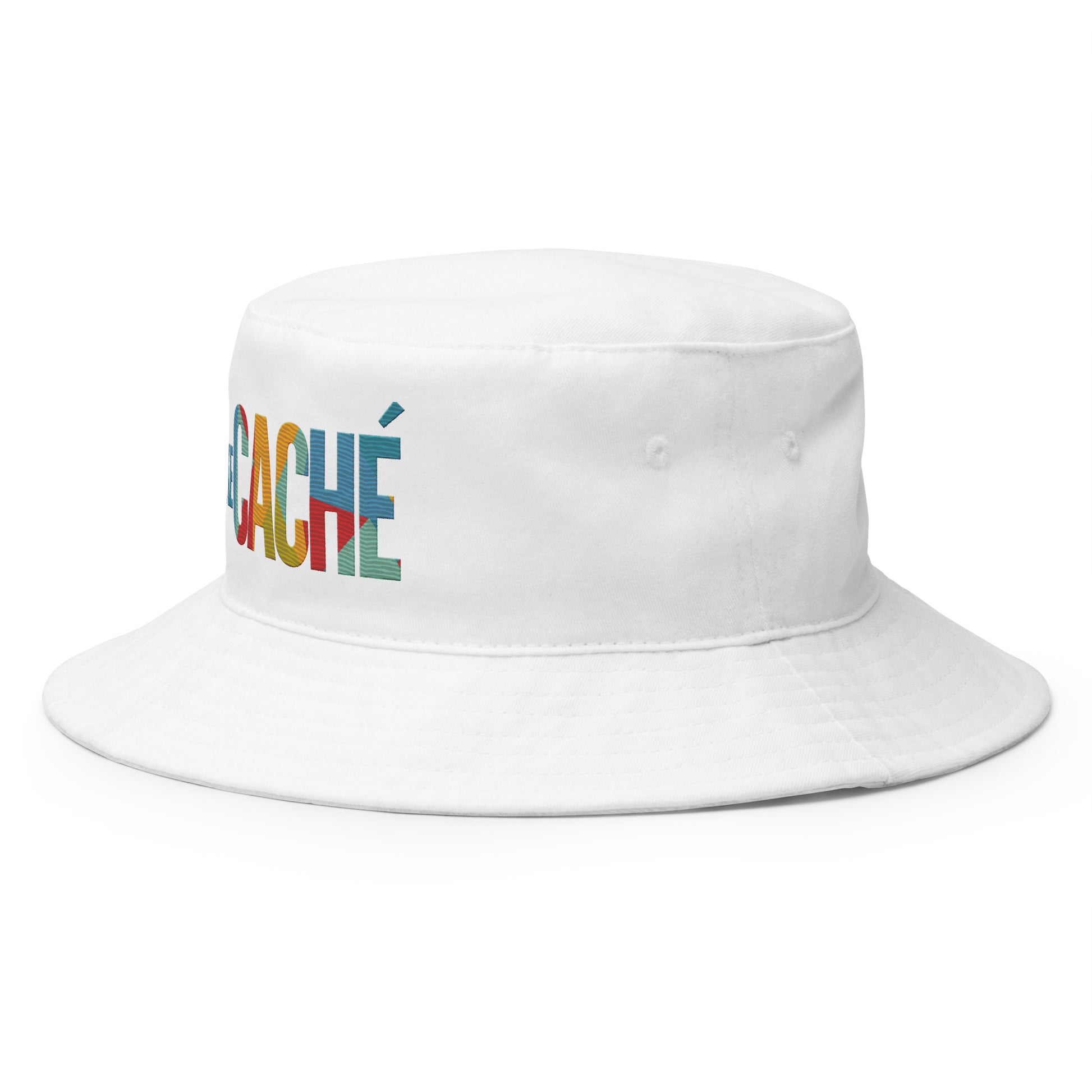 KeCaché Dominican Minimal and Colorful White Bucket Hat: side view