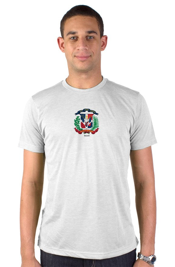 Dominican Republic Flag Shield T-Shirt - Embrace your cultural heritage with this eye-catching t-shirt featuring the flag and shield of the Dominican Republic. Show off your national pride and make a statement with this unique and symbolic design.
