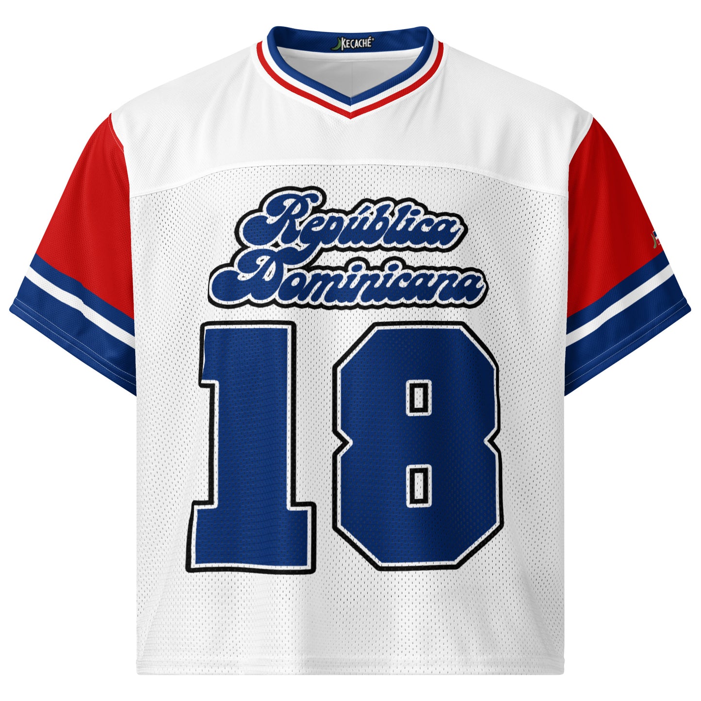 KeCaché República Dominicana, 1844 Independencia, white red blue jersey front
