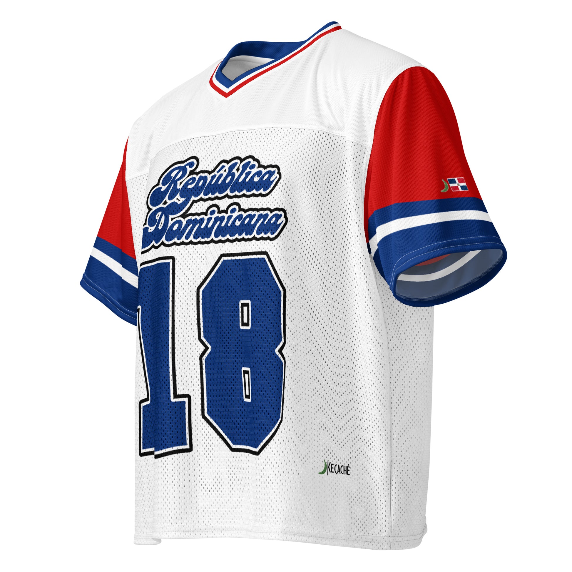 KeCaché República Dominicana, 1844 Independencia, white red blue jersey side