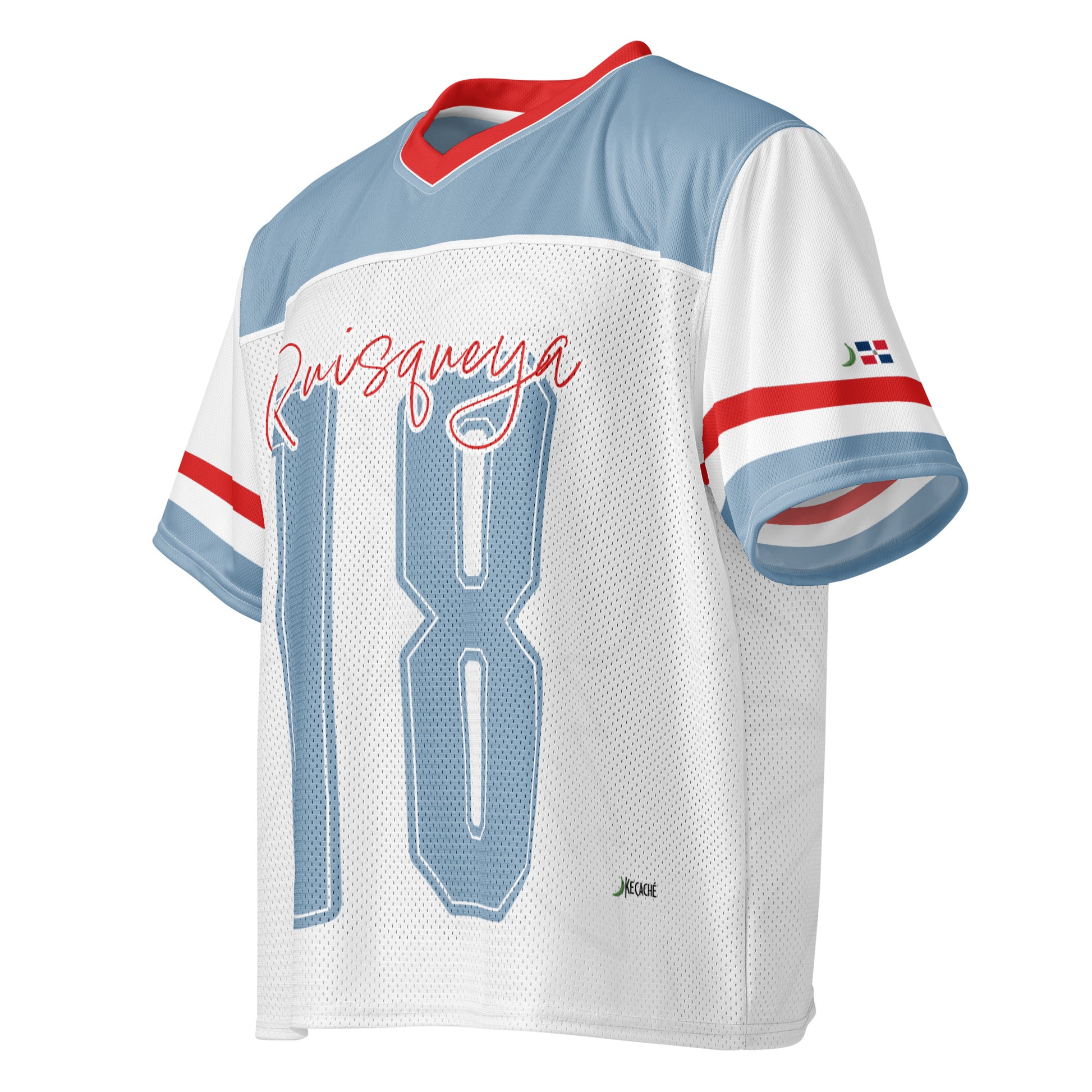 Quisqueya Blue white red Dominican Jersey side