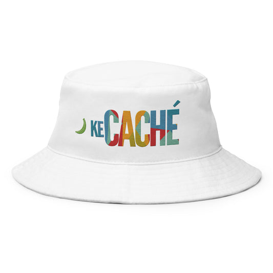 Stylish and vibrant white bucket hat with Dominican minimalistic design
