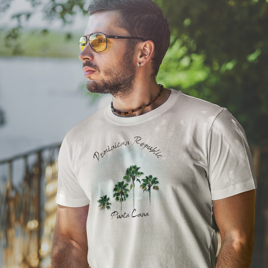 Kecaché Punta Cana Palm Trees T-Shirt - Vibrant depiction of palm trees, embodying the tropical vibes of Punta Cana.