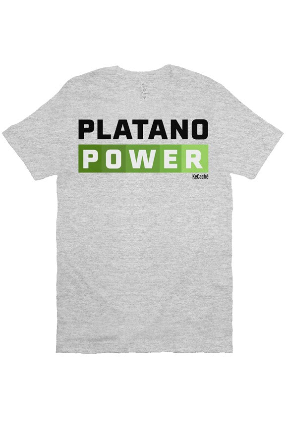 Platano Power Dominican tshirt, available in white and two tones of gray