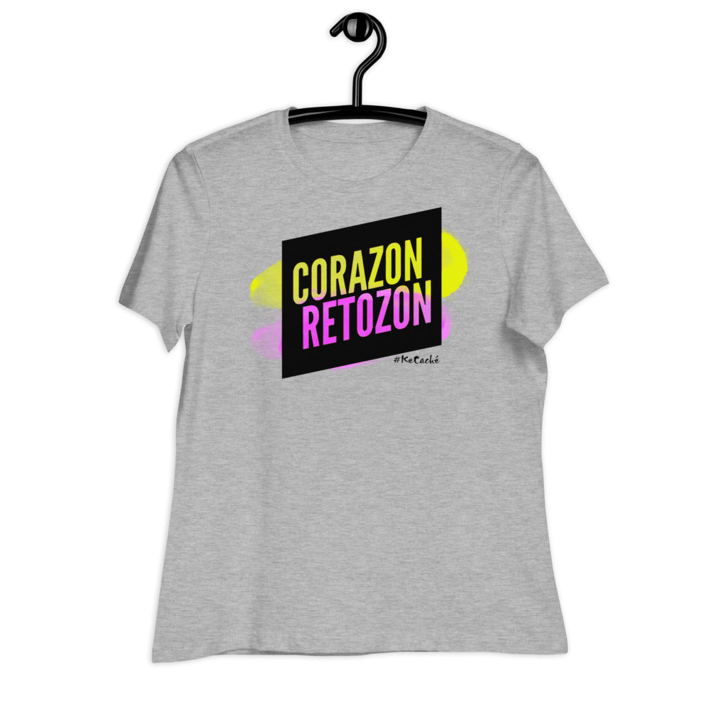 Introducing the KeCaché "Corazón Retozón" Women's Gray T-Shirt - Experience the ultimate comfort of this soft and cozy tee in a beautiful shade of gray. Adorned with a playful "Corazón Retozón" design, this shirt effortlessly adds a touch of charm to any outfit. A must-have addition to your wardrobe for those who seek both comfort and style.